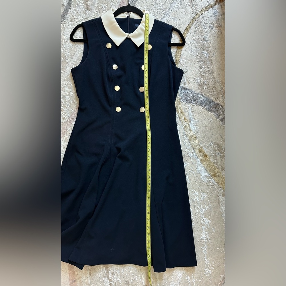Tommy Hilfiger Black Dress with White Collar and Silver Buttons - Picture 5 of 7